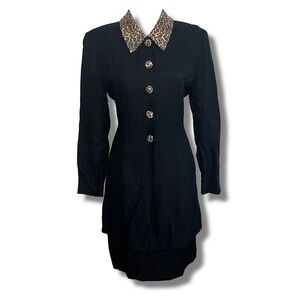 Vintage NWT Union Made Leopard Print Trim Dress